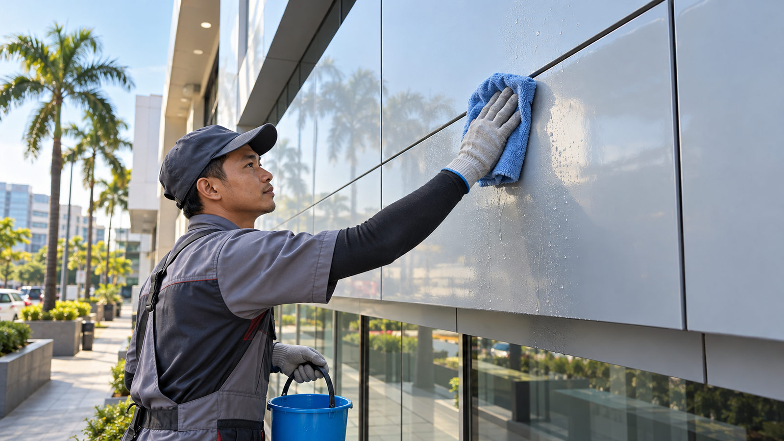 Pembersihan lembut permukaan panel ACP